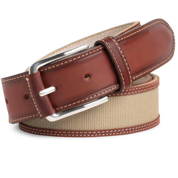 Peter Millar | Leather Trim Cotton/Canvas Belt