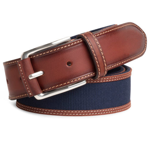 Peter Millar | Leather Trim Cotton/Canvas Belt