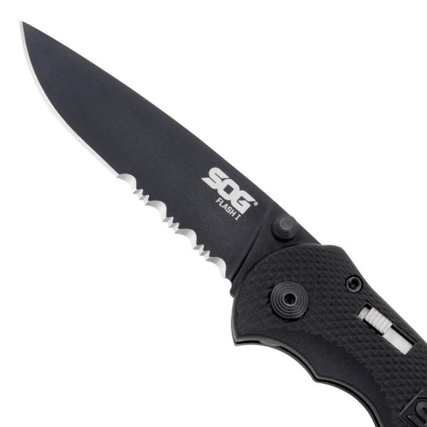 SOG Knives | Flash I Partially Ser. Black Tini