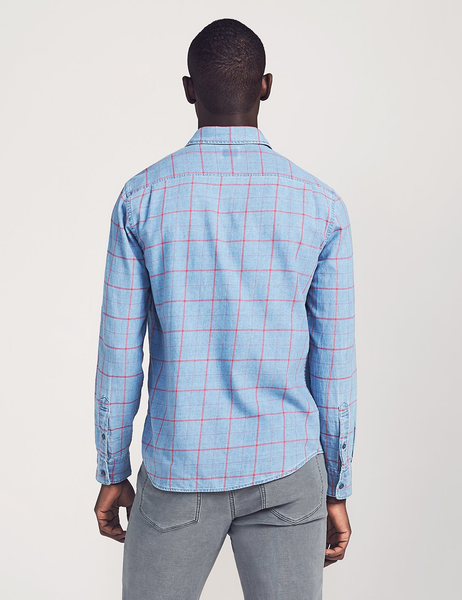 Faherty | Slim Fit Indigo Windowpane Shirt