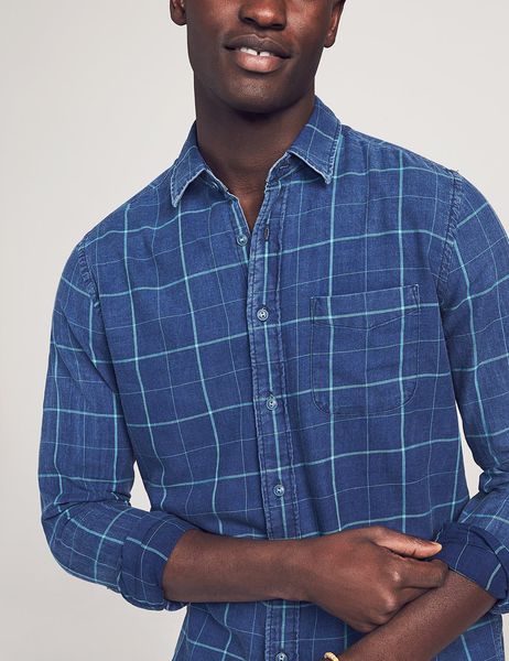 Faherty | Slim Fit Indigo Windowpane Shirt